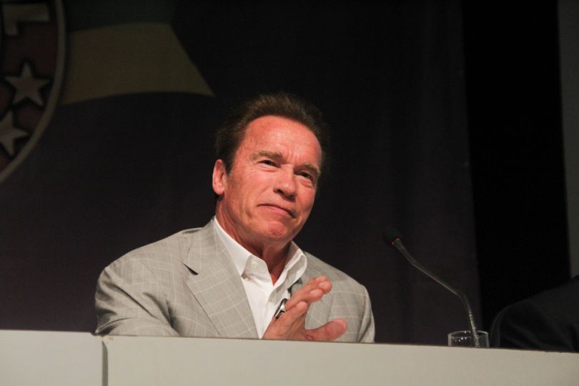 Arnold Schwarzenegger on a press conference