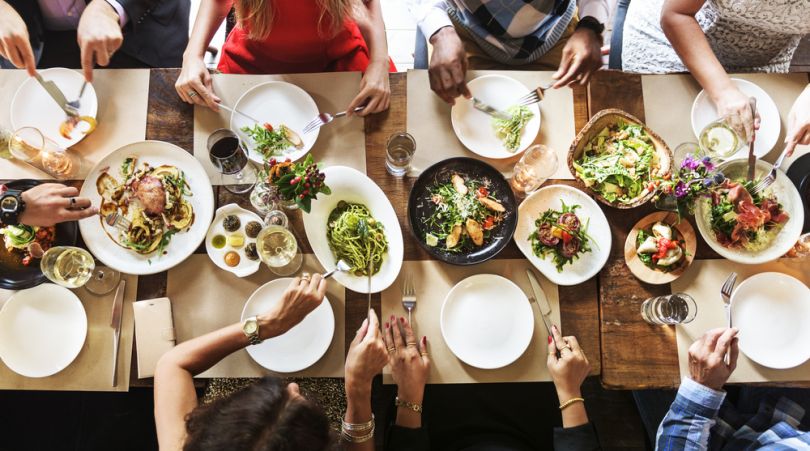 Common table in a restaurant