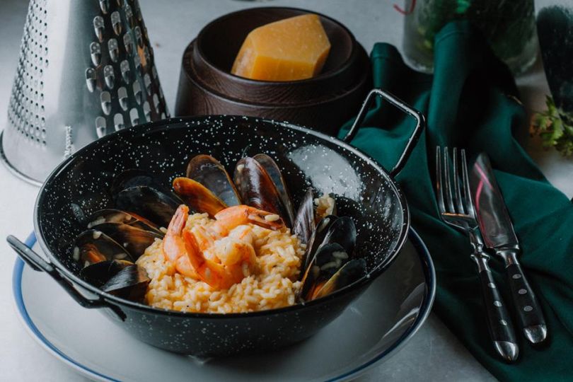 Mussels risotto with shrimps