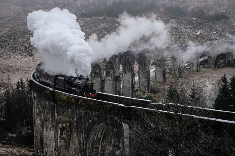 Old style train on the old viaduct