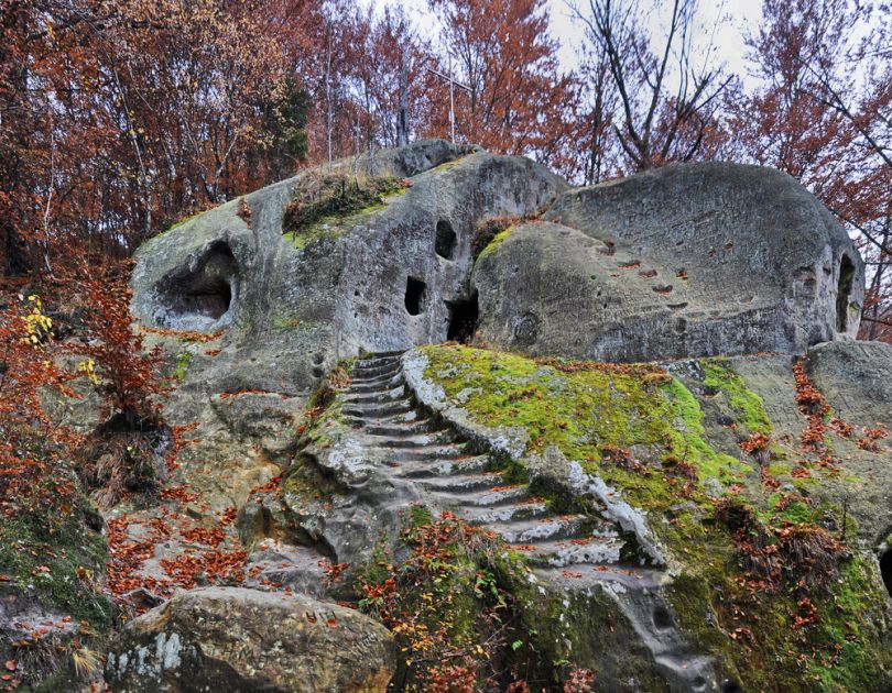 stone monsatery in forest