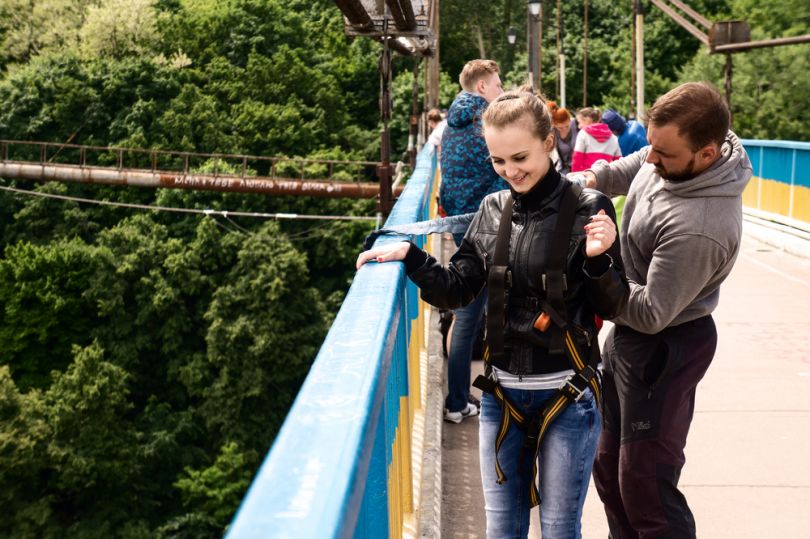 people on bridge in zhytomyr