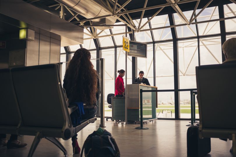 Woman waiting at the aiport