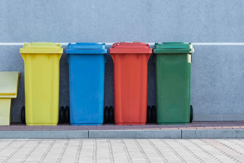 Colorful garbage bins