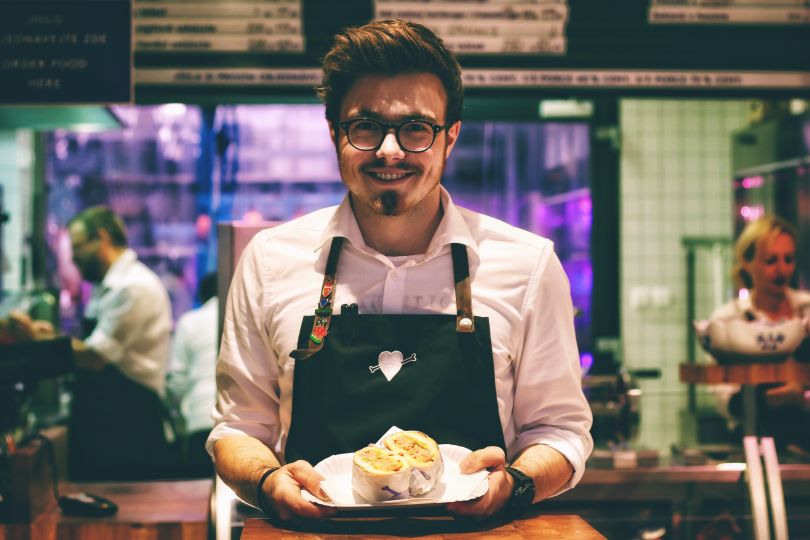 Chef presenting a dish