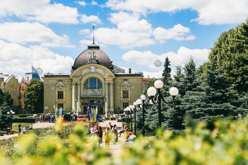 Olha Kobylianska Square and Theater in Chernivtsi