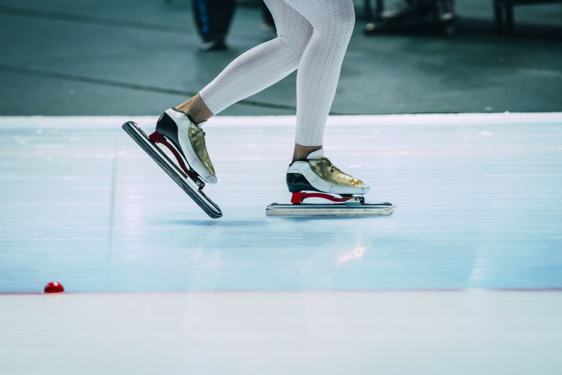 Closeup of ice skates