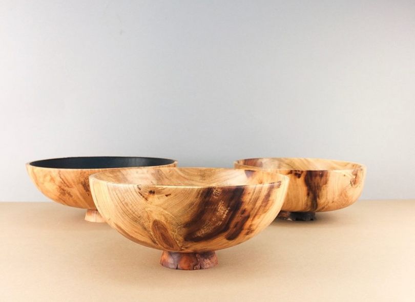 3 wooden bowls