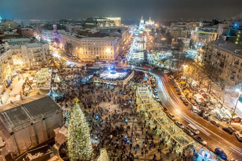 center of kyiv at new year