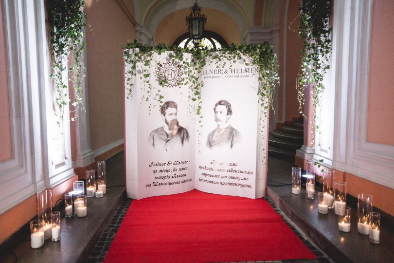 red carpet and big book in restaurant