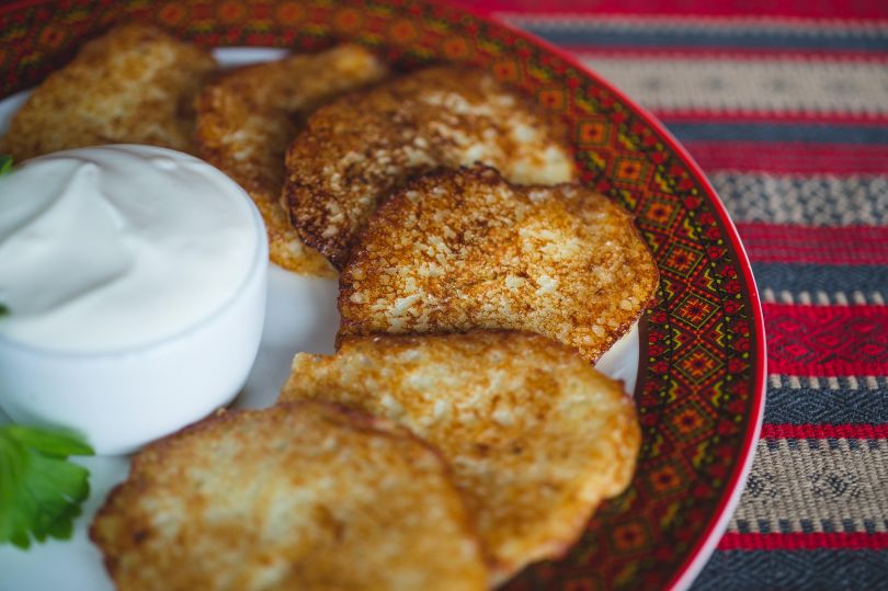 Ukrainian dish deruny - potato pancakes