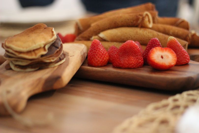 French crepes with strawberries