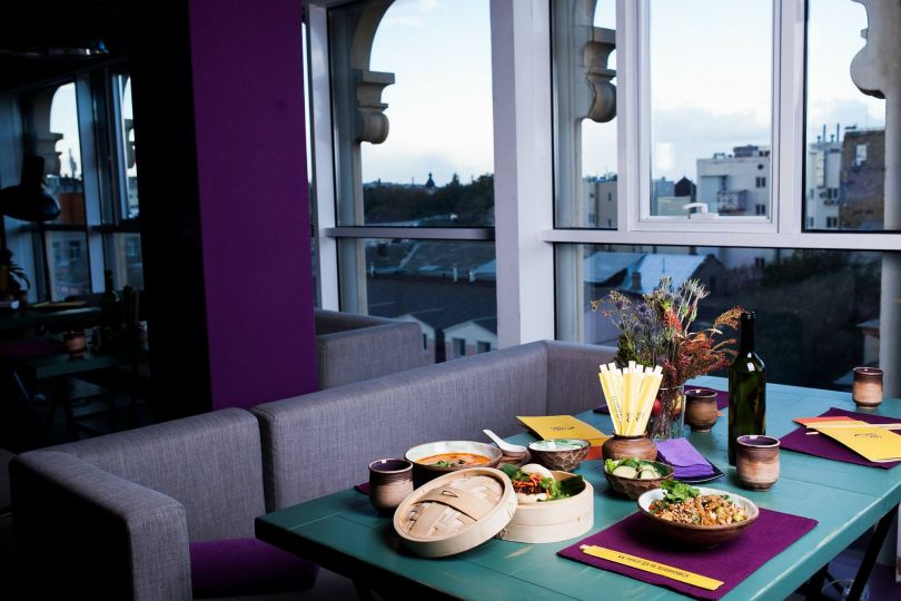 table near window in cafe