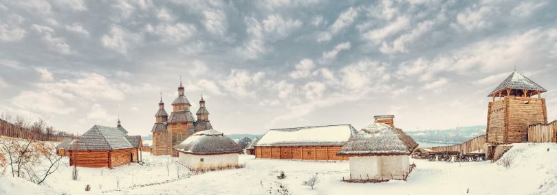 Khortytsia island in winter