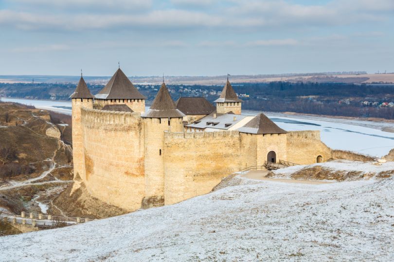 Khotyn Fortress in winter