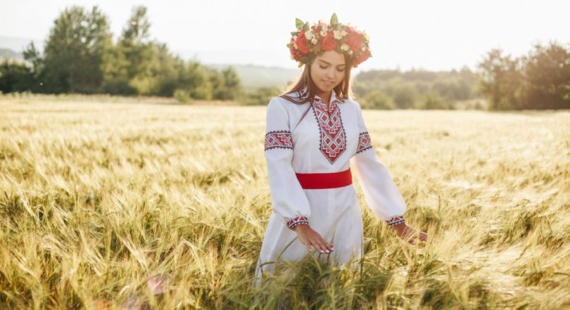 Girl dressed in a traditional Ukrainian shirt