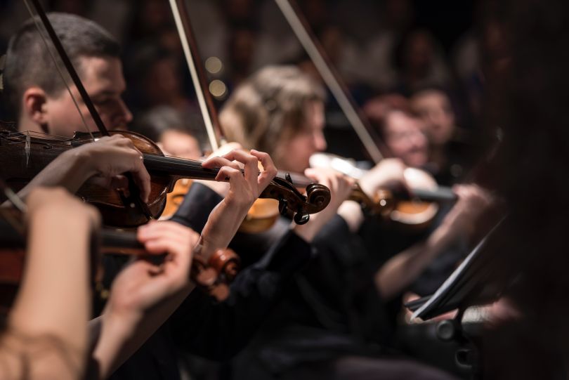 Orchestra playing violins