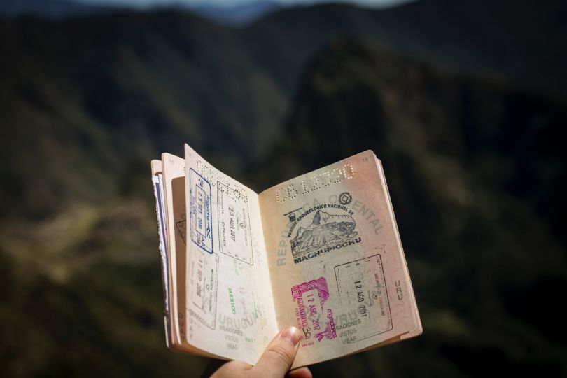 Visas in a passport