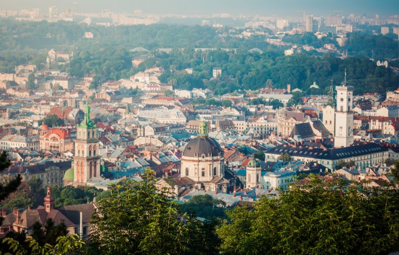 view over lviv high castle