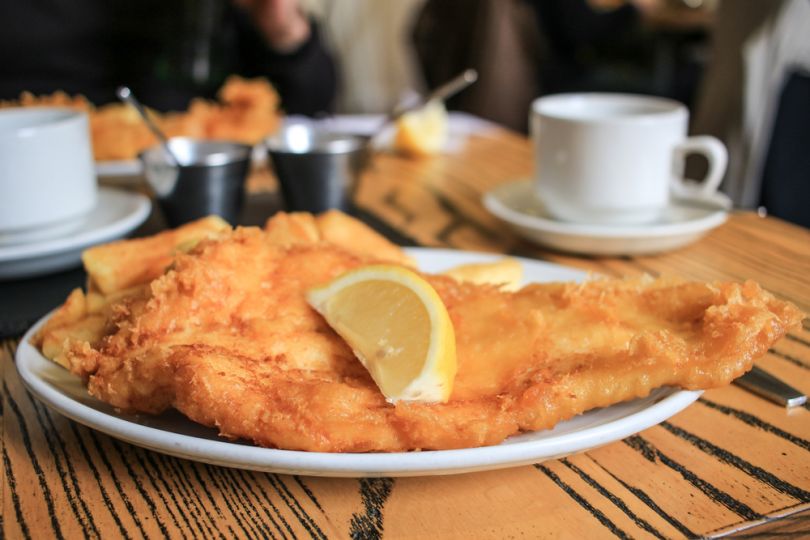 Fish and chips on the table