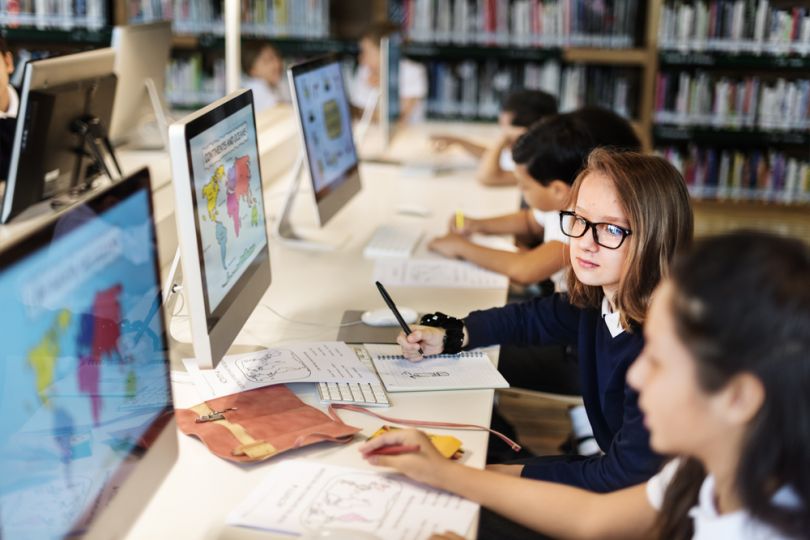 Kids working on computers