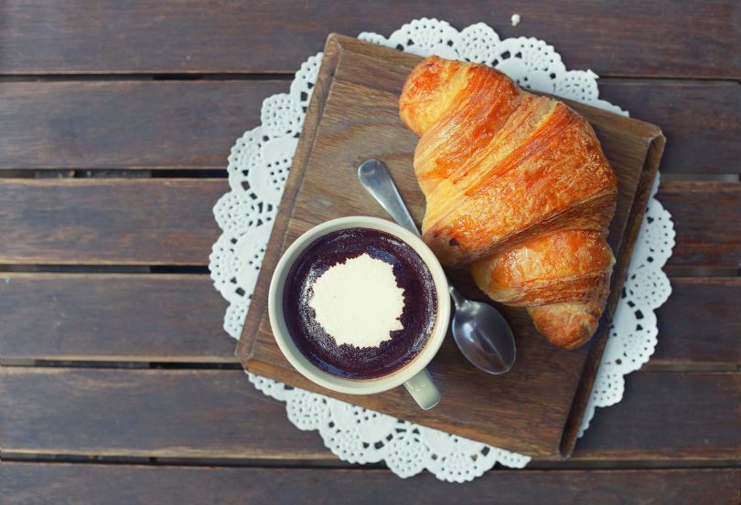 Delicious croissant with jam