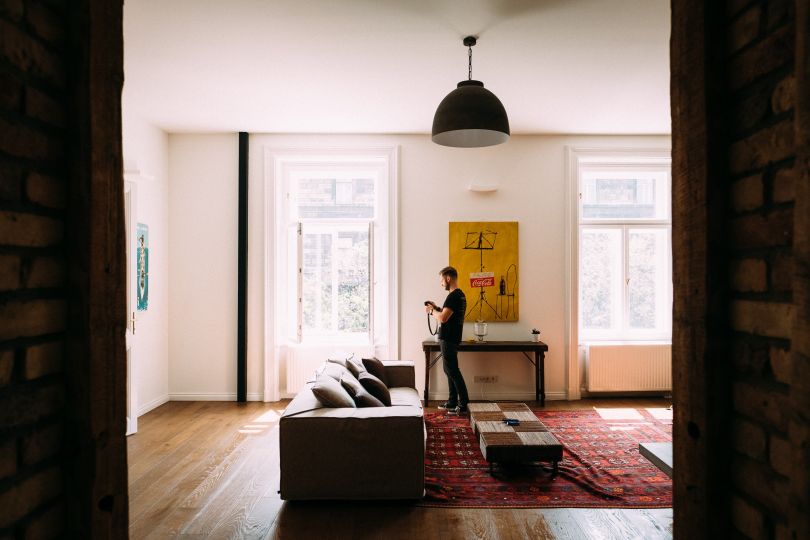 Man in a cozy apartment