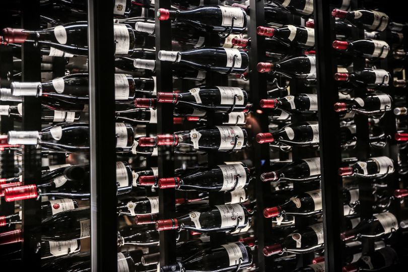 Wine bottles in a cellar