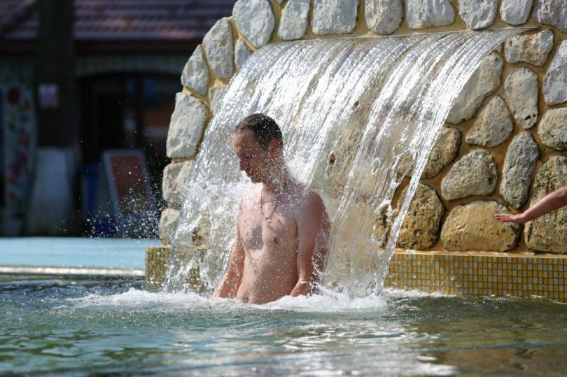 Man in a thermal pool