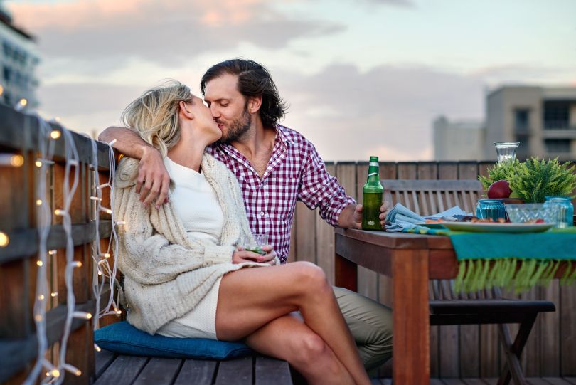 Couple on a date on the rooftop