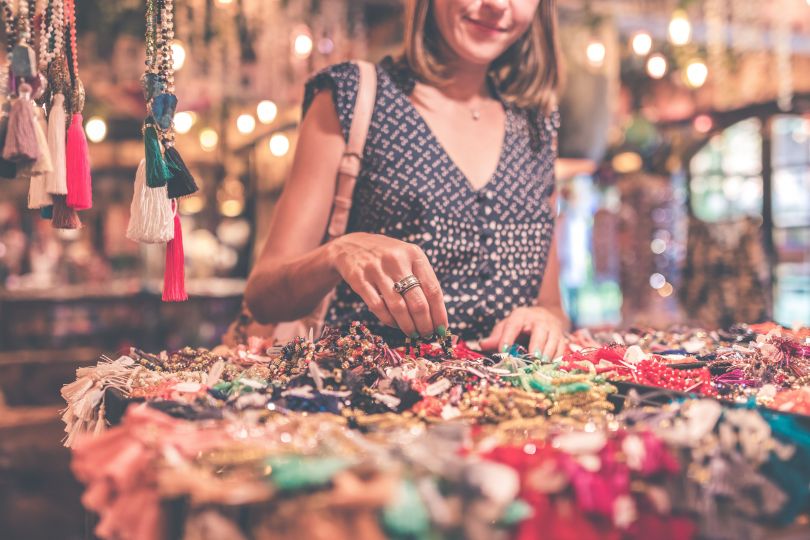 Woman looking at accessories