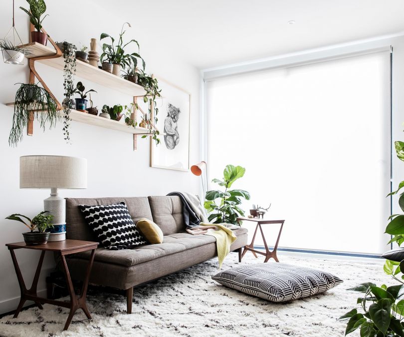 Monochrome apartment with plants