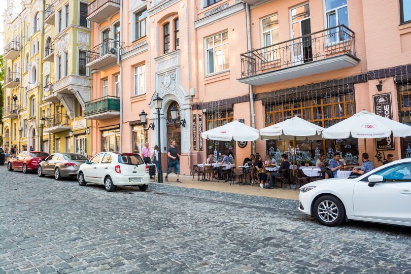 Busy street in Podil