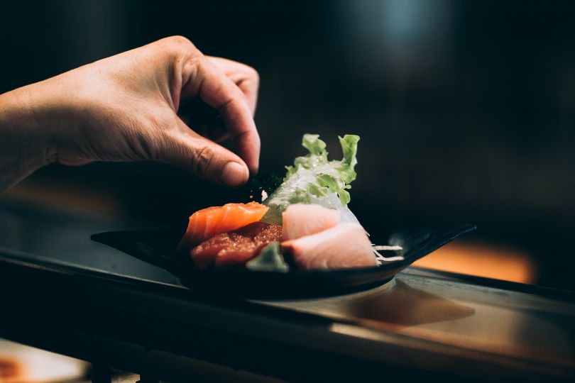 Man with sushi