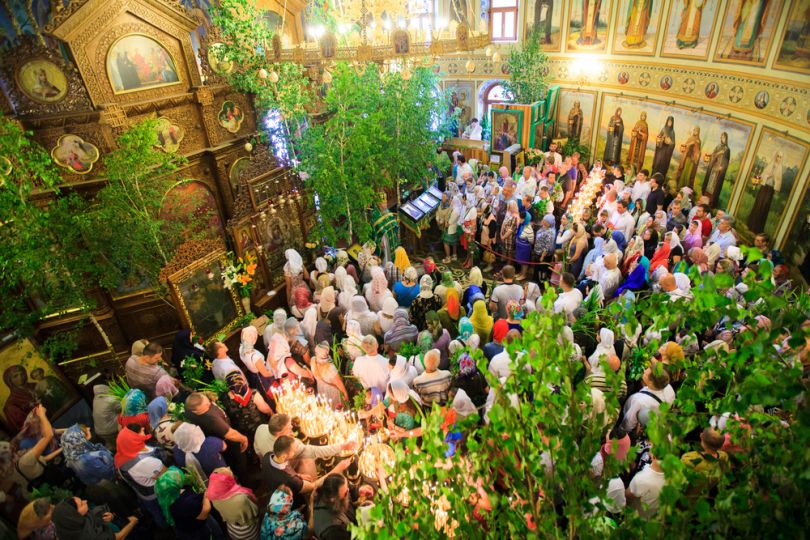 People in church on Trinity Day